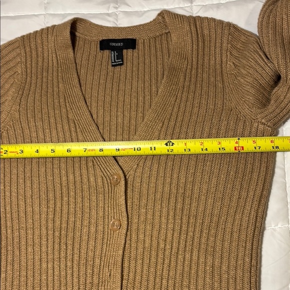 Forever 21 Light Brown Long Cardigan with Ribbed Knit Pattern Size S - Picture 6 of 9